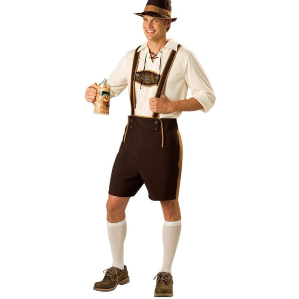 Oktoberfest tysk bayersk øltøj til mænd Brun brown S