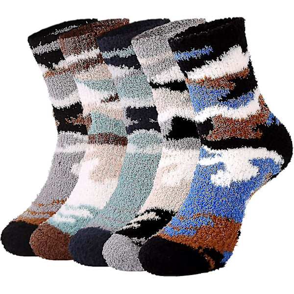 Mäns Fluffiga Sockar Tofflor Med Grepp Varma Fleecefodrade Halksäkra Sulor Tjocka Mysiga Fuzzy Jul Vintersockar