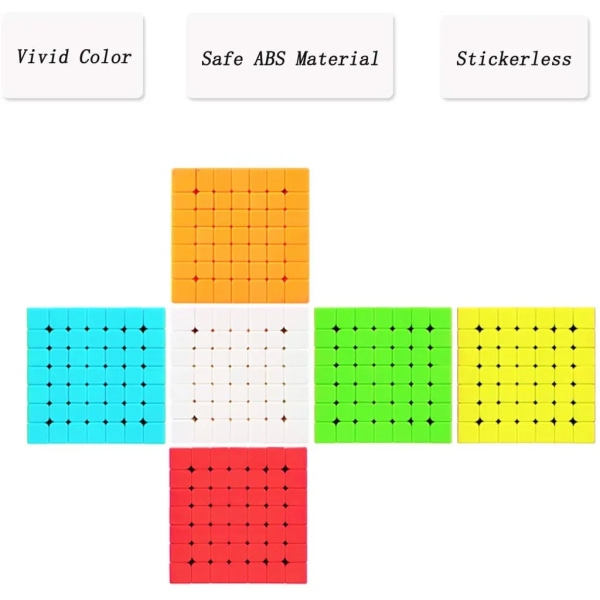 Rubik's Cube 7x7 Ingen klistremerker, 7x7x7 3D-leker for barn