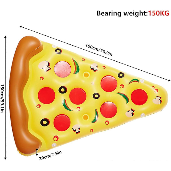 180 cm Uppblåsbar Pool Float Jätte Pizza Badpool Flytande Vatten Flytande Flottar Badpool Flotte med Mugghållare för Sommar Pool Sjö Strand