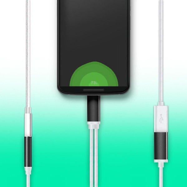 2-i-1 USB-C till 3,5 mm hörlursadapter Typ C laddning ljud Aux-adapter