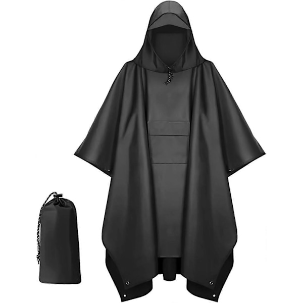 Poncho Vandtæt Voksen, Regnponcho, Vandtæt Poncho Letvægts Vandtæt Regnfrakke, Genanvendelig Poncho Vandtæt Voksen med Snørehætte til Jagt