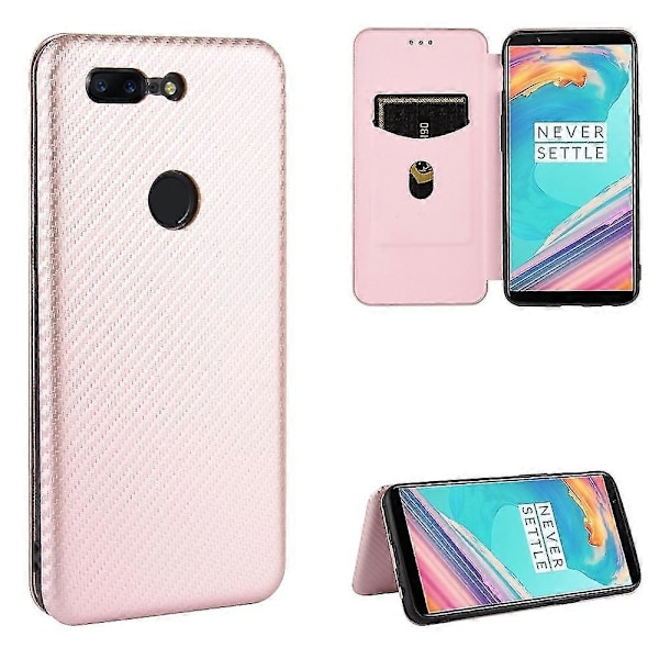 For OnePlus 5T Karbonfiber Lærveske