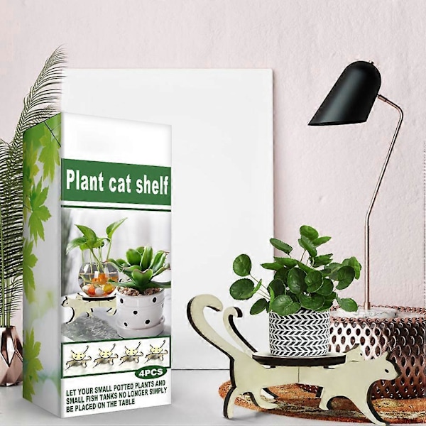 Søt Trekatte Blomsterpottestativ Balkongplantepotte Visningshylle Plantestativ Stativ for Innendørs Planter
