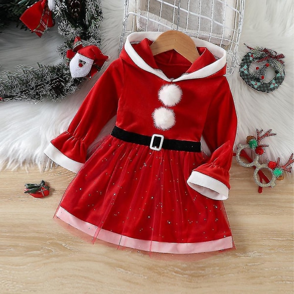 Julekone Julemandskostume Børn Piger Julefest Fancy kjoler 1-6 år_z Red 1-2 Years