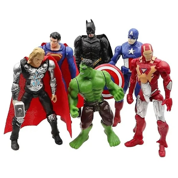 6 Piece Super Hero Figures Play Set Doll Toys Kids Fan Gift