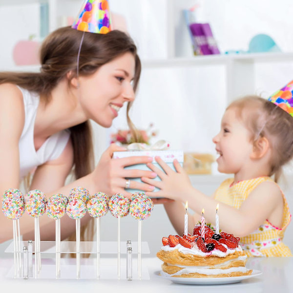 Kakpopsställ, 21 Hål Lollipop Displayställ, Akryl Klar Kakpops Displayhållare, Kakpopsställ för Bröllop, Babyshower