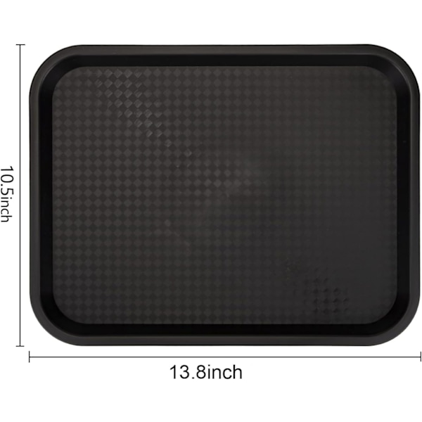 Fast Food Tray, 13.8 x 10.5 inches/35 x 26.7 cm Plastic Restaurant Tray for Coffee Table, Kitchen, Party, Black