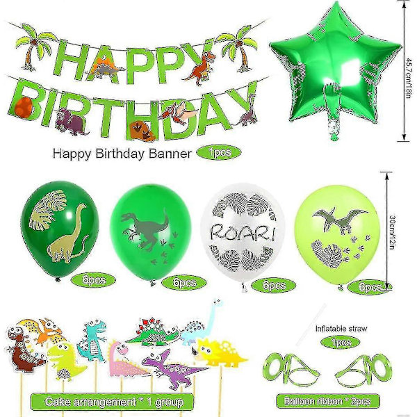 Ballong Dekoration för 3-årsdag, Dinosaurie Tema, 3-årsdag Dekoration, Pojkar, Dino Ballonger, 3-årsdag Dekoration, Dinosaurie