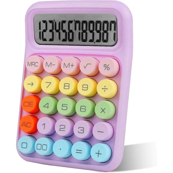 Farverig Lommeregner, Farverig Lommeregner med Slikfarvet Mekanisk Tastatur og 12-Cifret Bred Skærm, Sød Lommeregner Anvendes til Kontor, Skole
