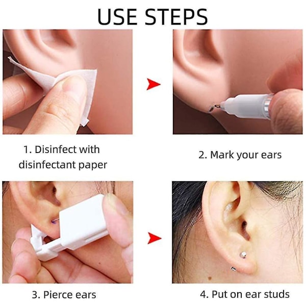 8-pack engangspistol til ørepiercing med ørestift Asepsis Ingen smerte Sikkerhed Selvöronhåltagningspistolsats værktøj