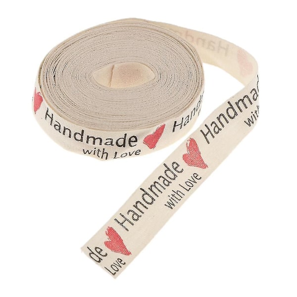 4x5 Yards Handgjord med kärlek Hjärtatygband Presentpaket Hantverk Dekoration