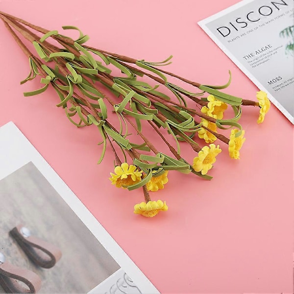 8 stk. Kunstige Simulerede Blomsterbuket Hjem Kommerciel Fest Dekoration (Mørk Gul)