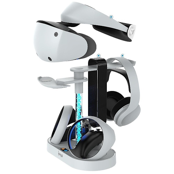 Magnetisk Regnbågsladdningsstation Kompatibel med PS VR2-kontroll, med PS5-headsetstativ & RGB-ljus, PS VR2-tillbehör