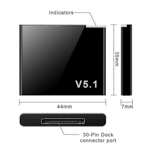 Uppgraderad version I-WAVE 30-stifts Bluetooth 5.1 ljudmottagare A2DP musik mini trådlös adapter