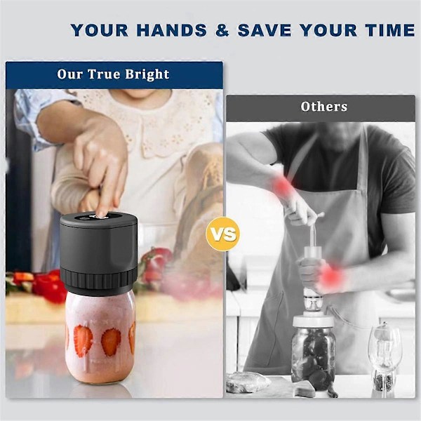Mason Jar Vakuum 2 i 1 Design Elektrisk Mason Jar Vakuumforsegler Kit, Helautomatisk Suge Stopp Matlagring