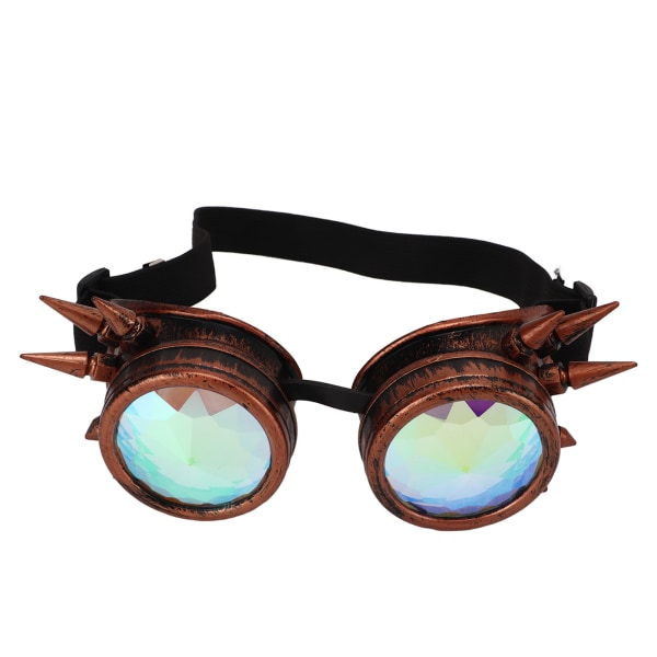 YO Halloween Kalejdoskop Rave-glasögon Regnbågskristall Linser Justerbara Trippy Psykedeliska Steampunk-glasögon Lila Brons