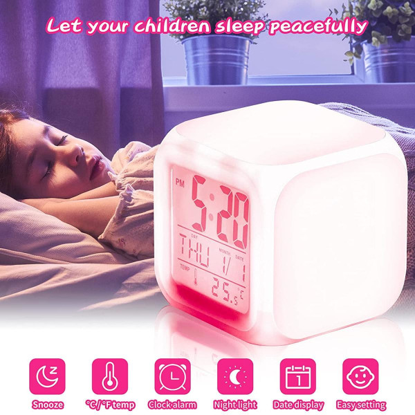 Digitaalinen lasten herätyskello LEDillä