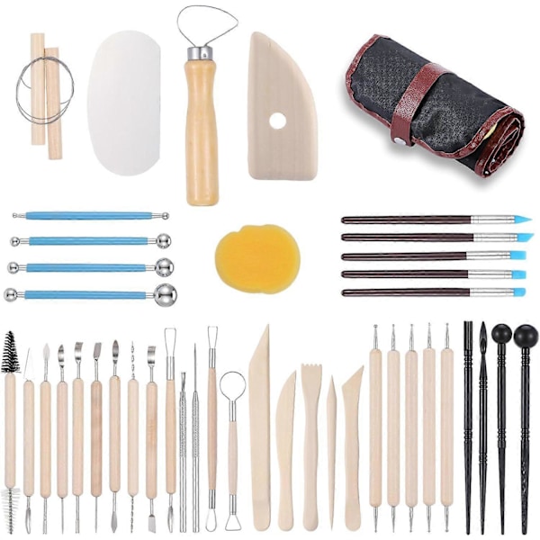 Lerverktyg 43 delar Keramikverktyg Lerskulpteringsverktyg Polymerlera Verktygssats Keramiska verktyg för DIY Hantverk Modellera Snideriverktyg Set