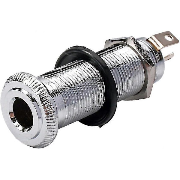 Stereo Mono Jack Plugg for Akustisk Elektrisk Gitar Bass Krombelagt 6.35mm Gjenge