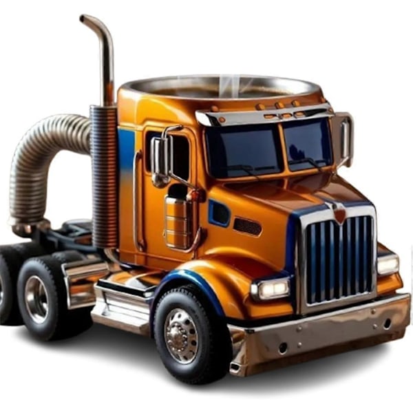 Håndlavet Lastbil Kaffe Kops, 11 oz Semi-trailer Formet Keramik Kaffe Kops, Semi-trailer Kaffe Kops Yellow