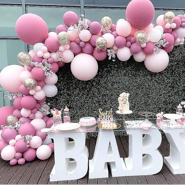 96 st Ballongirlangbåge Kit Latex Ballongbåge Rosa Ros Röd Och Roséguld Ballonger För Bröllop Fest Födelsedag Bröllop Baby Shower Dekoration