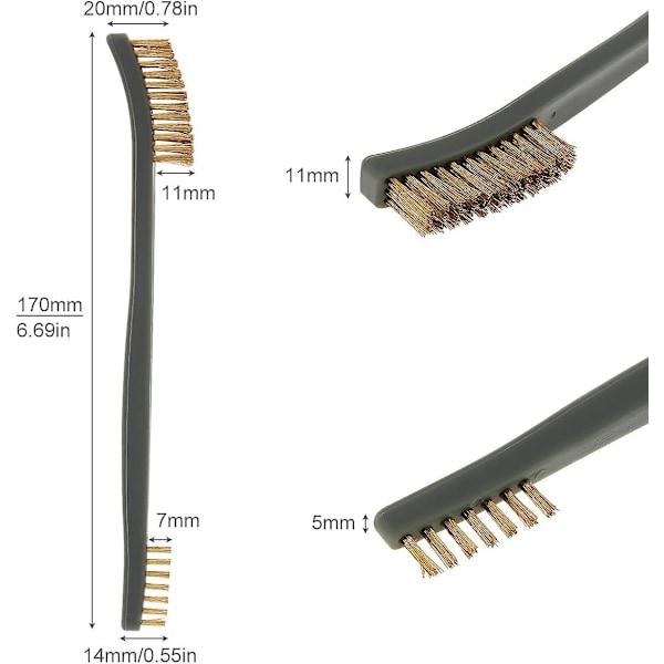 3 kpl Mini-lankaharjasetti Ruoste Maali Metalleille Kätevä Teräs/Nylon/Messinki Puhdistusharja