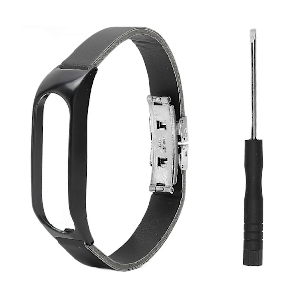 Smartklokke Remmerstatning Lær Wrist Strap Alloy Shell med Skrutrekker for Tomtom Touch Watch Svart Belte Svart Shell