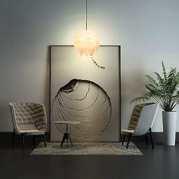 Kreativ loftslampe med fjeder i lysekrone-stil til børneværelse, café eller bar, ydre diameter 30 cm