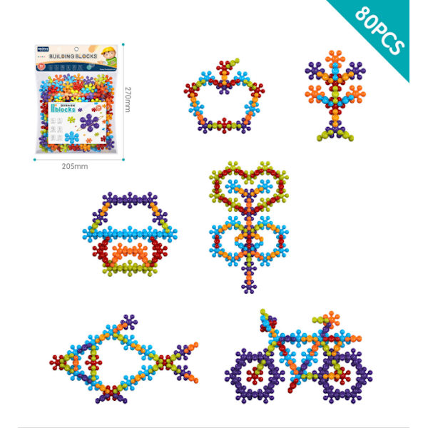 80 stk. Plommeblomst byggeklosser er egnet for 3-6 år gamle puslespill tidlig utdanning byggeklossleker 80PCS