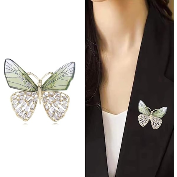 Naisten Hieno Perhonen Rinnaneliö Kultapinnoitettu Strassinen Kristalli CZ Hää Rinnaneliö Huivi Clip Lapel Turvapinni Corsage Kimppu Hattuun Laukkuun Pukuun Solmioon