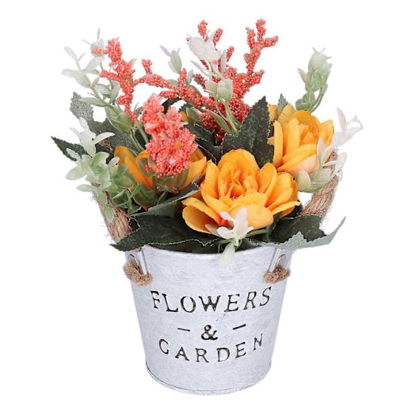 Simuleringsblomma Bonsai Konstgjord Kamelia Blomma Mini Falsk Blomma Växt Fotografi Rekvisita Skrivbords Kaffebord Dekorationer Orange