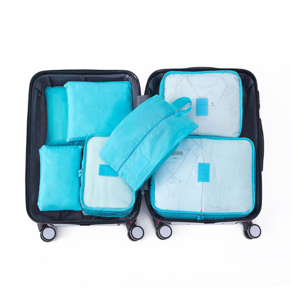 YI 7 Set Packing Cubes Waterproof Dirt Resistant Oxford Cloth Luggage Packing Organizers for Travel Sky Blue