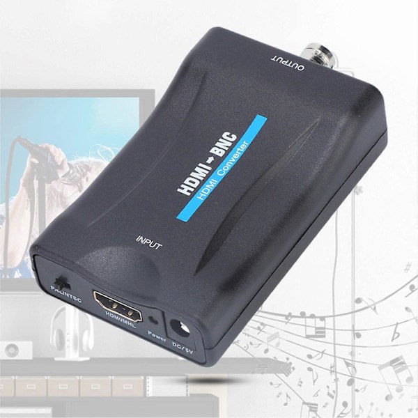 HDMI till BNC Komposit Video och 3,5 mm Audio Signalkonverteringsadapter 480i 576i Stöd för NTSC / PAL