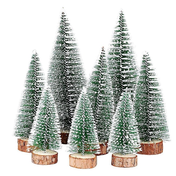 (NYTT MÖNSTER) 8 st Miniatyrjulgranar i 3 Storlekar, Konstgjorda, Gröna, Små Julgransdekorationer, Figurer, 10/15/
