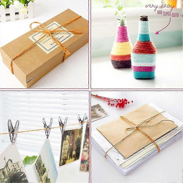 2024 Luonnollinen Naru Lanka Köysi 3-säikeinen 300 metriä 14 Värillinen Luonnollinen Jute Naru DIY-taiteelle, käsityölle, lahjoille, paperikoriin