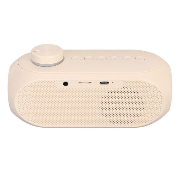 Trådløs Bluetooth-højttaler med RGB-belysning, kraftig bas, temperaturvisning, stemmeudsendelse, FM-radio og spejlsalarmur i beige