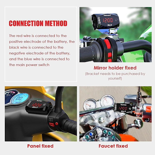 Universal Motorcykel Speedometer - Digitalt Ur Voltmeter Termometer