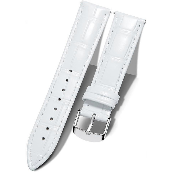 Ægte Læder Urrem Quick Release Udskiftning Smart Urrem Krokodille Mønster med Sølvspænde til Mænd Kvinder (20mm)