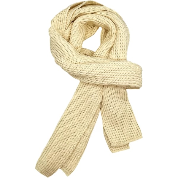 Autumn and winter warm scarf unisex solid color winter neck warm knitted yarn scarf - white