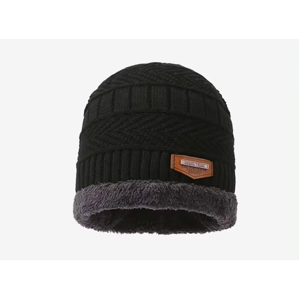 Mænds vinterdragt med varm og moderne strikket hue, jakke og handsker, one size fits all, akryl Grey L