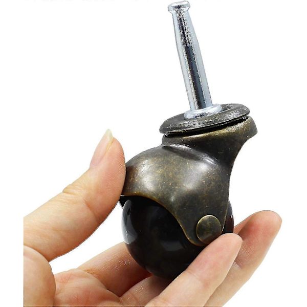 1,5 tommers kulehjul for møbler, sett med 4, med 8 x 38 mm monteringsstammehylse