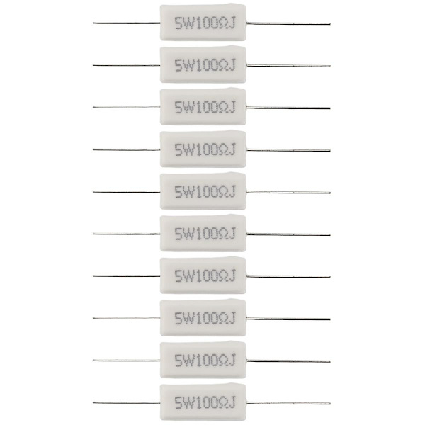10 stk. Trådviklede Keramiske Cementmodstande 100 Ohm 5W Watt 5%