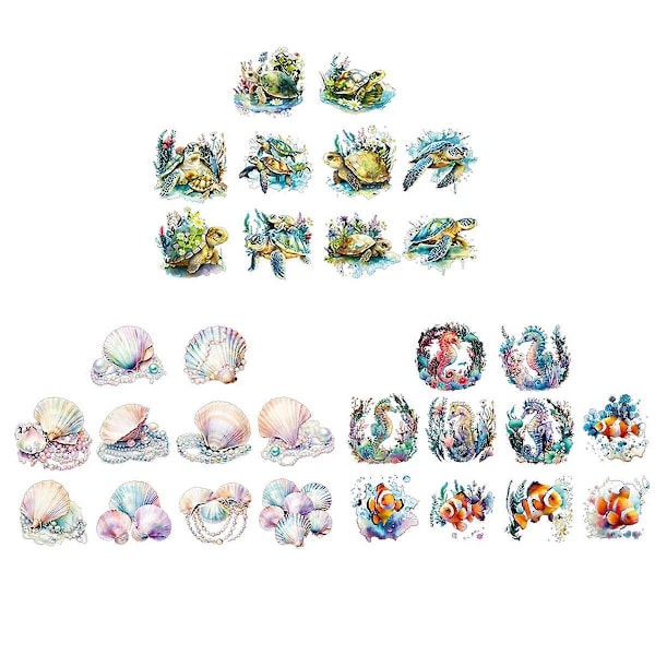 30Pcs Stickers for Girls Marine Animals Stickers, PET Waterproof Gold Holographic Outlines Vibrant