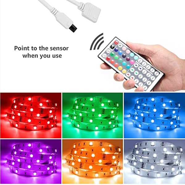 10M LED Lysstripe RGB 3528 600 LED Fleksibel Lysstripe med 44-Tasters Fjernkontroll + Kontroller