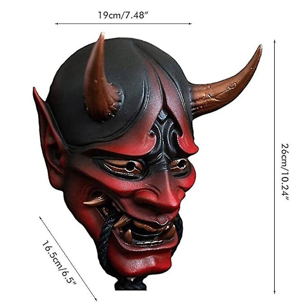 Samurai Oni Maske Latex Hodeplagg Bite Rope Masker For Halloween Cosplay Fancy Dress Party