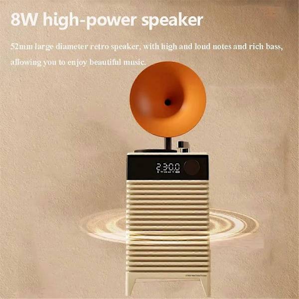202 Retro Bluetooth Højttalere Trådløs Udendørs Bas Subwoofer LED Ur Lyd Håndfri Opkald Musik