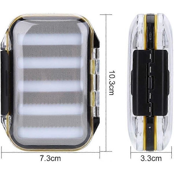 Perhokalastusperhot -setti Perhokalastuslaatikko Kaksipuolinen Muovinen Syöttilaatikko Vaahtomuovipehmustetut Syötit Pidike Kotelo Tarvike (Jag-muoto - Musta)