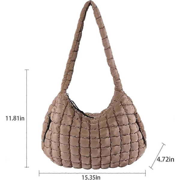 Puffig Crossbody Väska Lättviktig Quiltad Puffig Tygväska Puffig Axelväska Quiltade Väskor för Kvinnor (Off white) fri leverans linzero