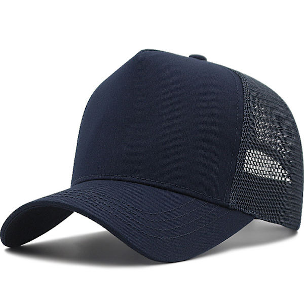 XL Mesh Trucker Hat Stor Hætte Til Mænd Høj Krone Baseball Cap Åndbar Dad Hat Justerbar 23,6 - 25,6 Tommer Dark Blue